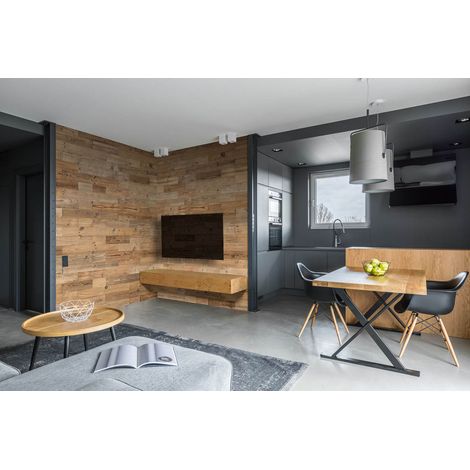 Panneau Mural Bois 3D Nature - Vieux Bois Brossé Récupéré - 16mm - 1m²/24 Panneaux - Revêtement Mural Authentique