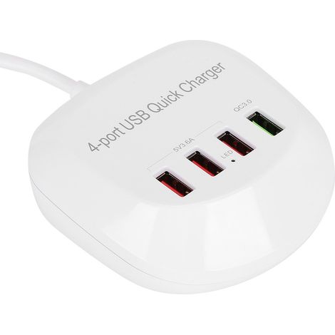 Chargeur portable 4 ports USB (100-240 V CA) QC3.0 2,4 A 5 V 9 V 12 V, 3 ports de sortie USB 5 V, chargeur de voyage 36 W (1/5)