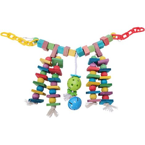 Ensemble de jeux pour perroquets : cage à oiseaux, balançoire à mâcher colorée avec clochettes, balançoire échelle pour petits perroquets, perruches ondulées et inséparables.
