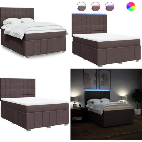vidaXL Boxspringbett mit Matratze Dunkelbraun 140x200 cm Stoff (1/5)