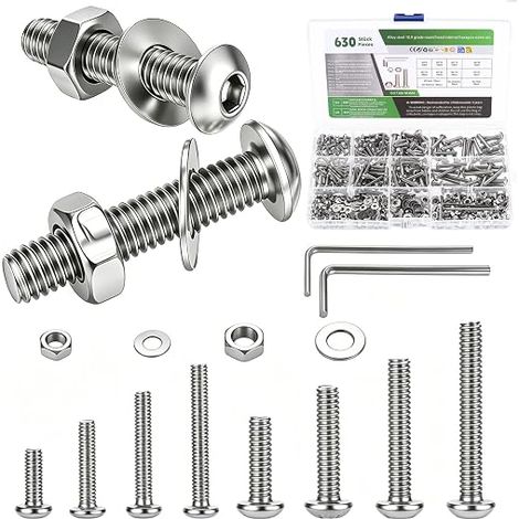630 Pcs Vis M3 M4, Vis à Tête Cylindrique Creuse, argent (1/5)