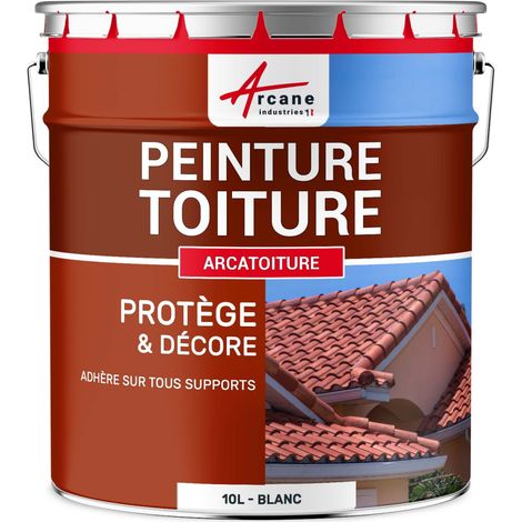 Arcane Industries – Peinture toiture premium 10 L – Protection UV et intempéries – Application sur tuiles et ardoises – Fini satiné blanc