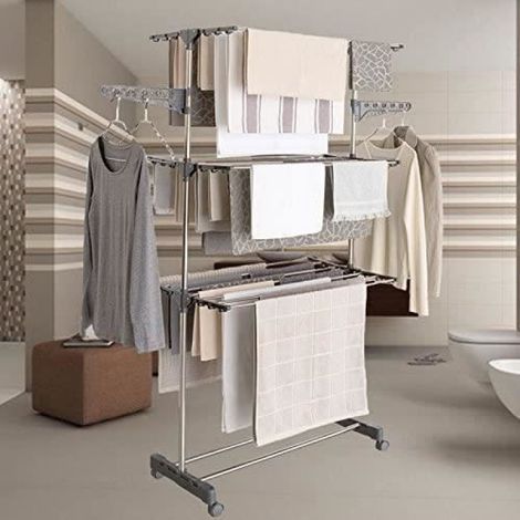 Séchoir à Linge INOX ima Gris étendoir Pliable H.145 CM[5] (1/4)