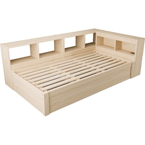 Cama multifuncional 90 x 200 cm con enchufe Euro, LED, almacenaje y mecanismo hidráulico (1/5)