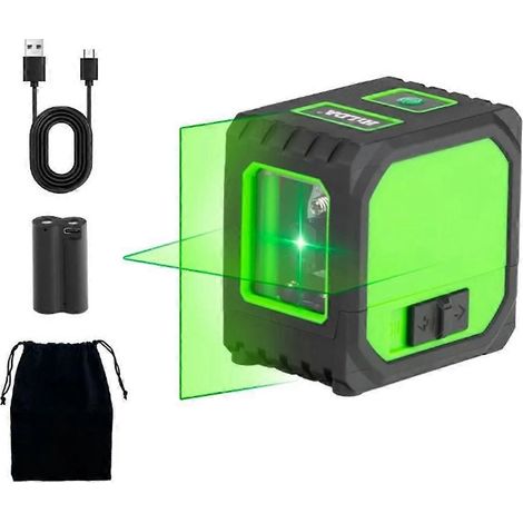 Mini niveau laser, niveau laser à double ligne, rechargeable par USB, mise à niveau automatique, lignes laser vertes horizontales et verticales. (1/5)