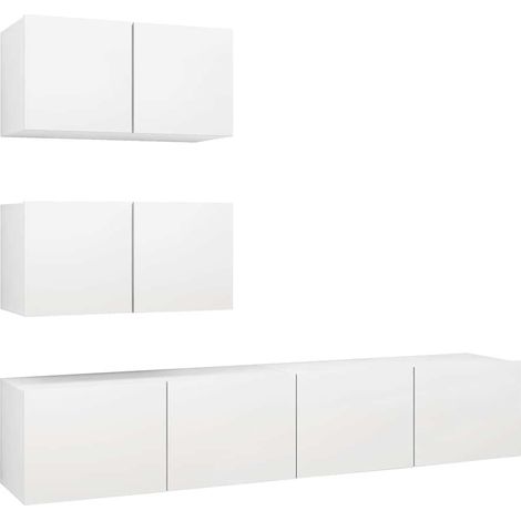 vidaXL Set de muebles de salón TV 4 piezas madera de ingeniería blanco (1/2)