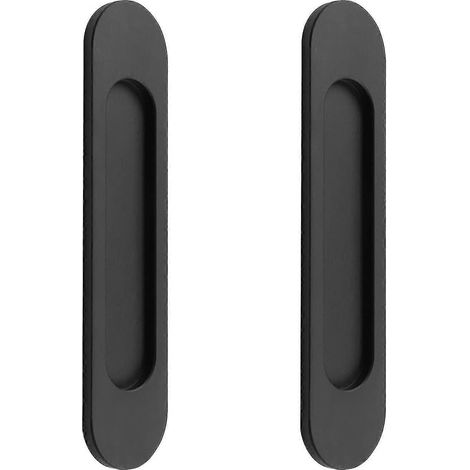 Lot de 2 poignées ovales autocollantes en alliage d'aluminium noir mat pour portes coulissantes, fenêtres et armoires. Installation sans perçage. (1/5)