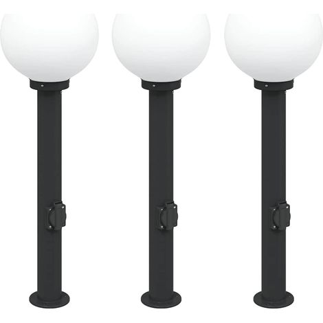 Balizas de luz con toma de corriente, 3 unidades, 80 cm, color negro, IP44 vidaXL