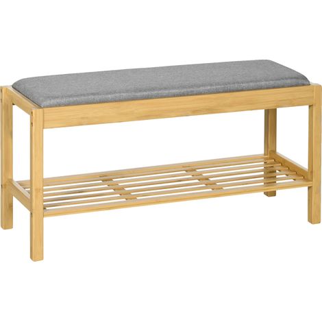 Zapatero de bambú, 90 cm x 30 cm x 46 cm, capacidad para 3 pares, multifuncional, fácil de limpiar. (1/5)
