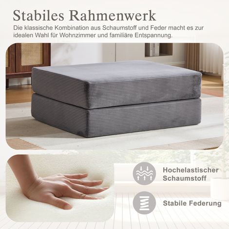 Tabouret de relaxation velours côtelé à double bloc mousse. Très confortable,pliable,économe d’espace et polyvalent pour la maison. (1/5)