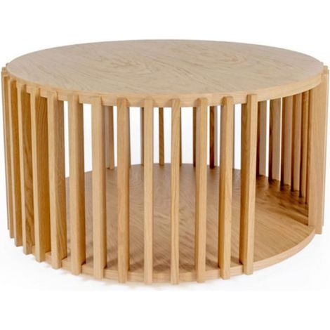 Table Basse Ronde Design "Drume" 83cm Chêne (1/5)
