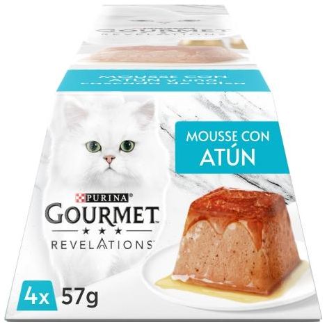 ALIMENTO GATOS GOURMET REVELATIONS MOUSSE ATÚN 4X57 GR.