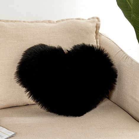 Coussin Coeur - Housse de Coussin en Peluche Douce - Fermeture Éclair - Décoration Intérieure pour Canapé Lit Bureau - 40 x 50 cm - 1 Pièce (1/2)
