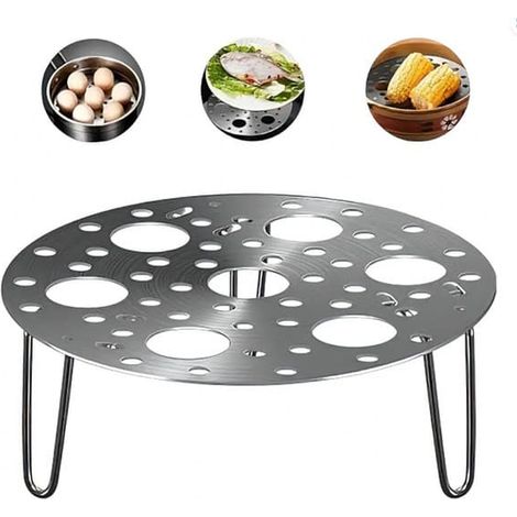 Panier vapeur rond en acier inoxydable pour œufs - panier vapeur multifonctionnel - autocuiseur - panier vapeur en fil métallique pour autocuiseur - argent (1/5)
