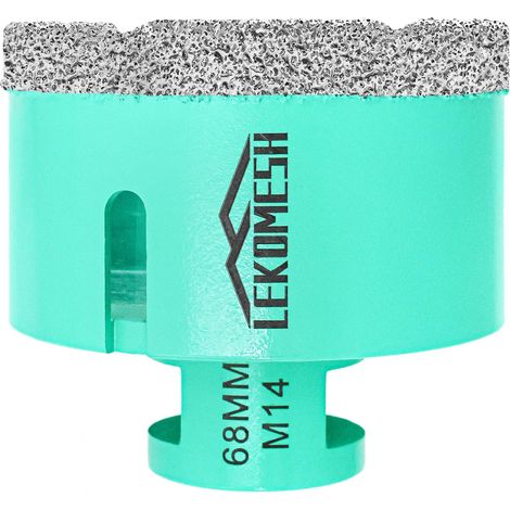 Scie Cloche Diamant 68MM - Forets Carrelage Trépan Diamant Pour porcelaine Céramique Tuiles Marbre Granit Pierre Quartz Brasage Sous Vide Forets diamantés Filetage M14 pour Meuleuse D'angle (1/5)