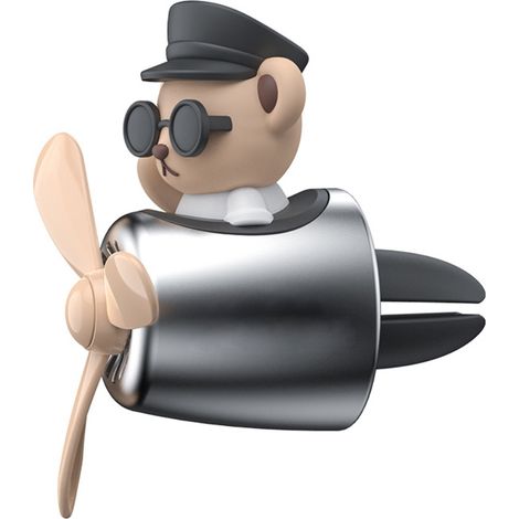 GARRYFIZH Désodorisant de voiture dessin animé mignon ours canard pilote voiture sortie d'air ventilateur hélice rotative diffuseur parfum ornements