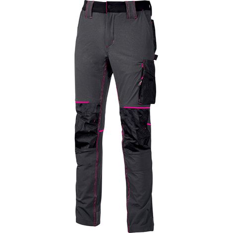 Arbeitshose Stretch mit Mehrfachtaschen Damen ATOM - Grau/Fuchsia M - FR (42) - EU (48) (1/5)