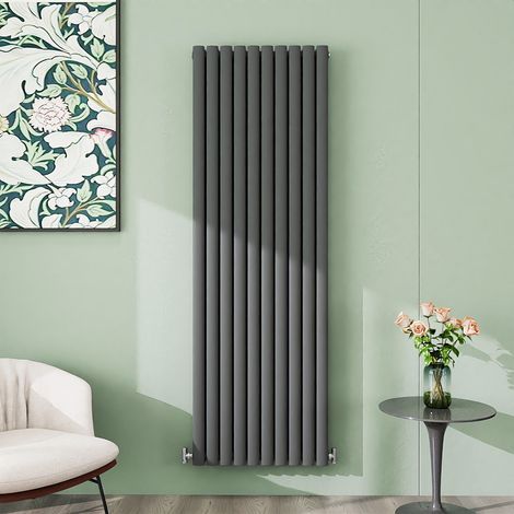 AICA 1800x590mm Anthracite Vertical Designer Radiator Double Oval Column Heating UK