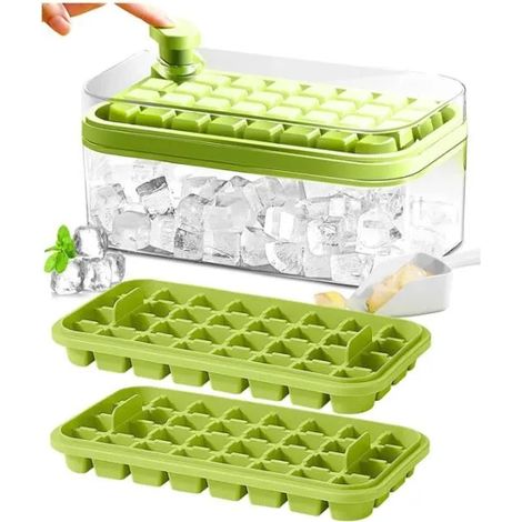 Bac à glaçons - Silicone - 64 glaçons - Libération facile - Couvercle inclus (1/4)