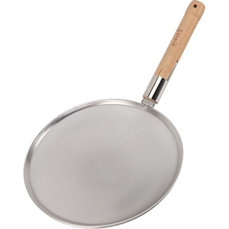 Fine écumoire en maille fine avec manche en bois, acier inoxydable 304 léger et portable, grande cuillère perforée 30cm pour cuisson et friture (1/5)
