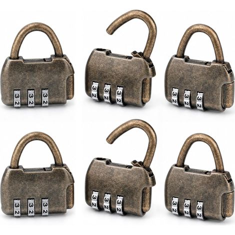 Lot de 6 Cadenas à combinaison à 3 chiffres, petit cadenas pour valise, bagage, sac de voyage, casier de salle de sport (1/5)