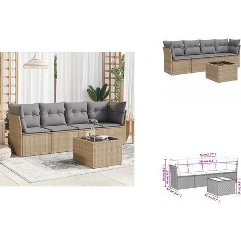 Salon de jardin avec coussins 5 pcs beige résine tressée - Ensemble Salon De Jardin - Mobilier De Jardin - Résine Tressée - Rotin Synthétique - Meuble D'extérieur (1/3)
