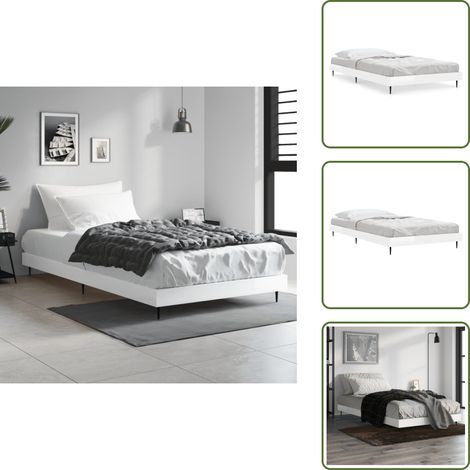 Bettgestell Hochglanz-Weiß 90x200 cm Holzwerkstoff - Bettes - Doppelbett - Holzbetten - Weißes Bett - Bettgestell (1/5)