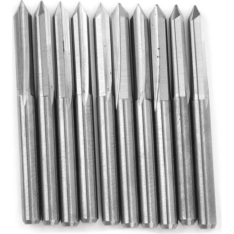 10 Stück 3,175 mm Wolframstahl CNC-Holzfräser, Gravurfräser, 60° x 0,3 mm (1/5)