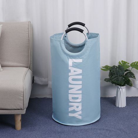 Paniers à linge Paniers à linge pliables Grand sac à linge en tissu Bleu ciel