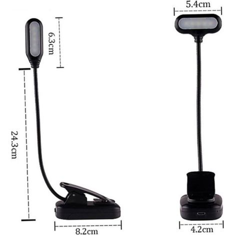 Lampe De Lecture - LED Réglable 3 Niveaux - Pied Magnétique 360° - USB Rechargeable - Pour Livre Chevet Bureau Camping - 1 Pièce (1/5)