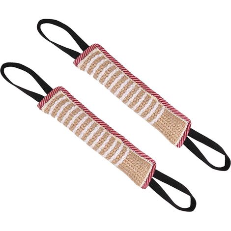 Lot de 2 jouets pour morsure de chien Jouet à tirer robuste avec 2 poignées solides pour chiens de taille moyenne à grande. (1/5)