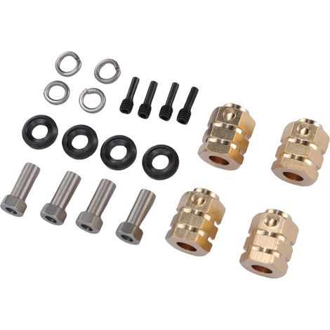 Extension de Moyeu Hexagonal de Roue de Voiture RC, Adaptateur d'espacement en Laiton de 15 Mm pour Véhicules RC à l'échelle 10 – Goupille de Verrouillage Usinée CNC à Haute Résistance et (1/4)