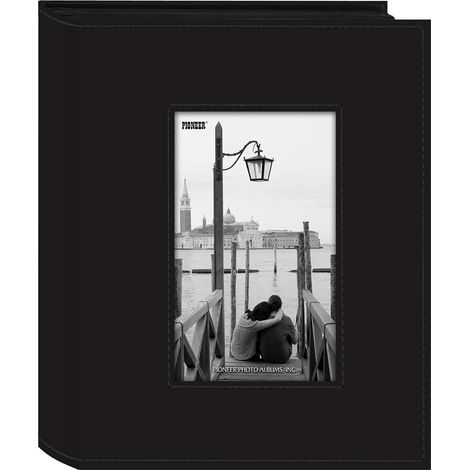 Album Photo avec Cadre Cousu - 17,8 x 22,9 cm - 200 Pochettes - Noir, Cuir synthétique (1/3)