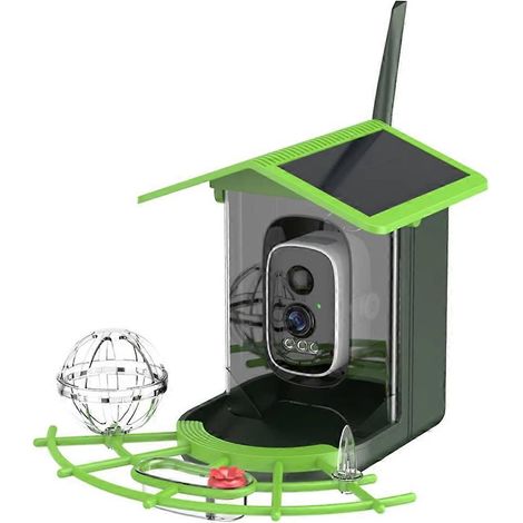 Mangeoire à oiseaux avec caméra 4MP 2K HD, capture vidéo, Wi-Fi, alimentation solaire (USB-C), alertes instantanées et fonction observation des oiseaux. (1/5)