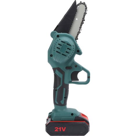 Mini tronçonneuse électrique 550 W 21 V pour le jardinage, 2 batteries au lithium, 1 charge complète, lame de 10 cm (4 pouces), prise secteur 100-240 V.
