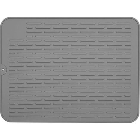 Silikon-Spülbeckenmatte – Schutz für die Arbeitsplatte – saugfähige Geschirrmatte – hocheffiziente Abtropfmatte – 40 x 30 cm – grau (1/5)
