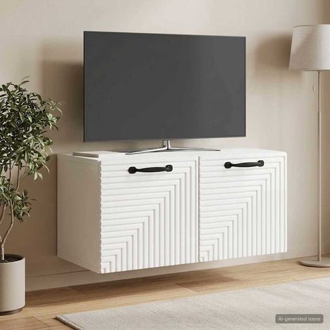 vidaXL Mobile Porta TV da Muro Bianco Lucido 59,5 x 31 x 30 cm (1/5)