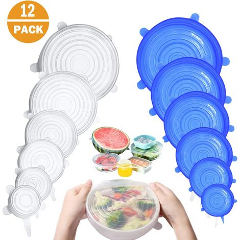 MINKUROW Coperchio In Silicone Elasticizzato, Coperchio In Silicone Elasticizzato In 12 Parti, Coperchio In Silicone Riutilizzabile Senza Bpa (1/5)