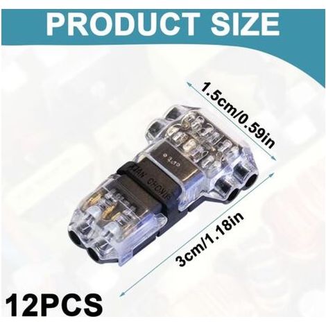 12 Pcs Connecteur Electrique, Connecteurs de Dérivation, Connecteurs 3 Voies 2 Broches pour Applications Automobiles, Tension à Crochet en T, Sans Soudure, Étanches, pour Câbles Électriques 20/ (1/4)