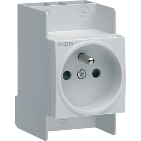 Hager – Prise modulaire 2P+T 16A pour tableau électrique – Norme NF C 15-100 – Installation facile dans coffret électrique