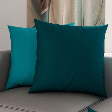 Lot de 2 Taies d'oreiller de Lit 40x40 cm, Housses de Coussin Unies Double Face Bleu Canard, Taie Oreiller 100% Microfibre Hypoallergénique (1/3)