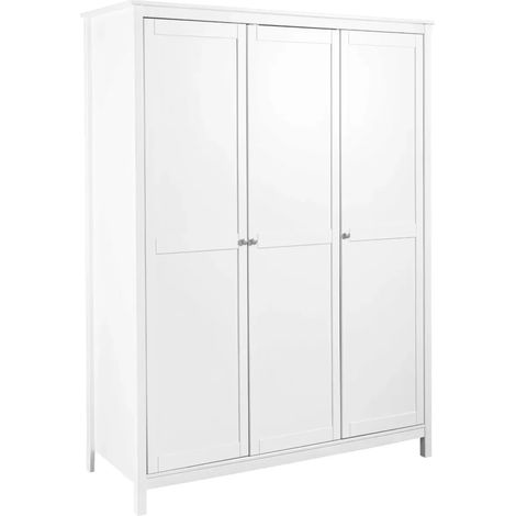 Armadio Camera da Letto 3 Ante Asta Appendiabiti Ripiani Bianco (1/5)