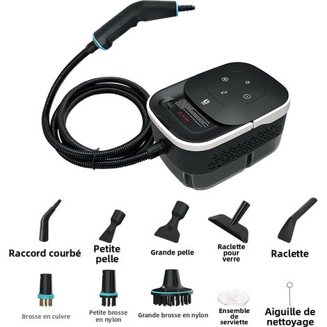 Nettoyeur à Vapeur Portable Haute Pression 2500W,4 Bars,Réservoir d’eau de 1250 ml,Temps de Chauffage de 15s,Contrôle de la Vapeur Réglable en 6 Vitesses-Noir