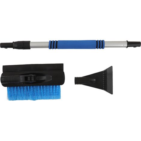 Brosse à grattoir à glace télescopique amovible, douce et antidérapante, pelle de déneigement pour pare-brise de voiture, camion 4 en 1, manche long bleu (sac OPP)