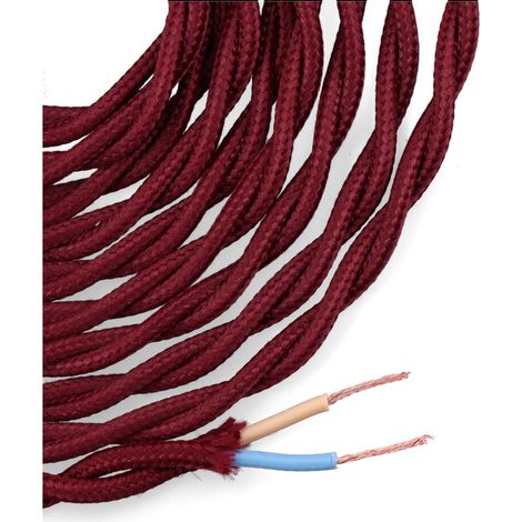 Câble Textile Tressé 2x0.75mm C-08 Soie Bordeaux 5m (1/2)