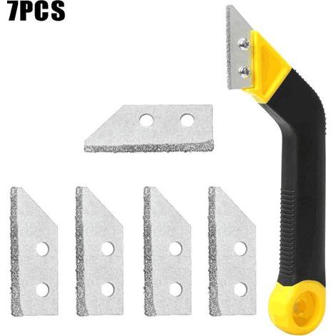 Outils pour enlever le mortier. Grattoir à carrelage. 1 paquet de grattoirs à joints. Scie d'angle avec 6 lames de rechange pour le nettoyage de la salle de bain. (1/5)