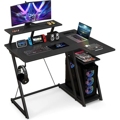 L-Shaped Gaming Desk with Outlets & USB Ports (1/5)