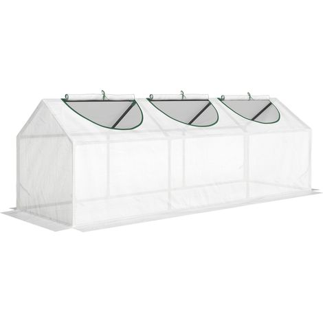 Serre de jardin compacte 3 fenêtres roulantes, bâche PE haute densité 140 g/m², dimensions 180x60x60 cm, blanc (1/5)
