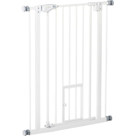Puerta de seguridad para perros y niños 74-80 cm sin taladrar con cierre automático (1/5)