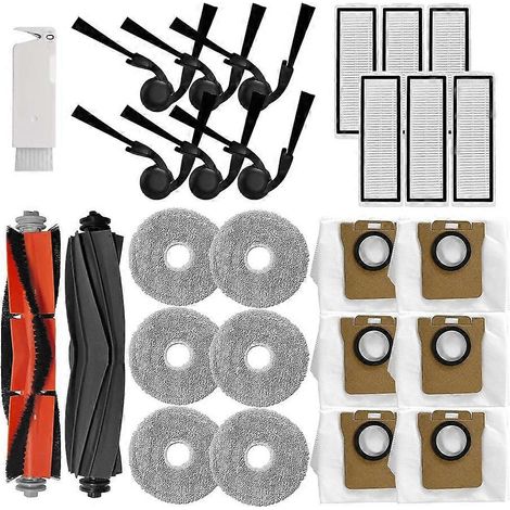 Zubehörset für den Xiaomi 5/5 Pro Saugroboter: Ersatzteile inklusive Hauptbürste, Gummibürste, Filter und Staubbeutel.